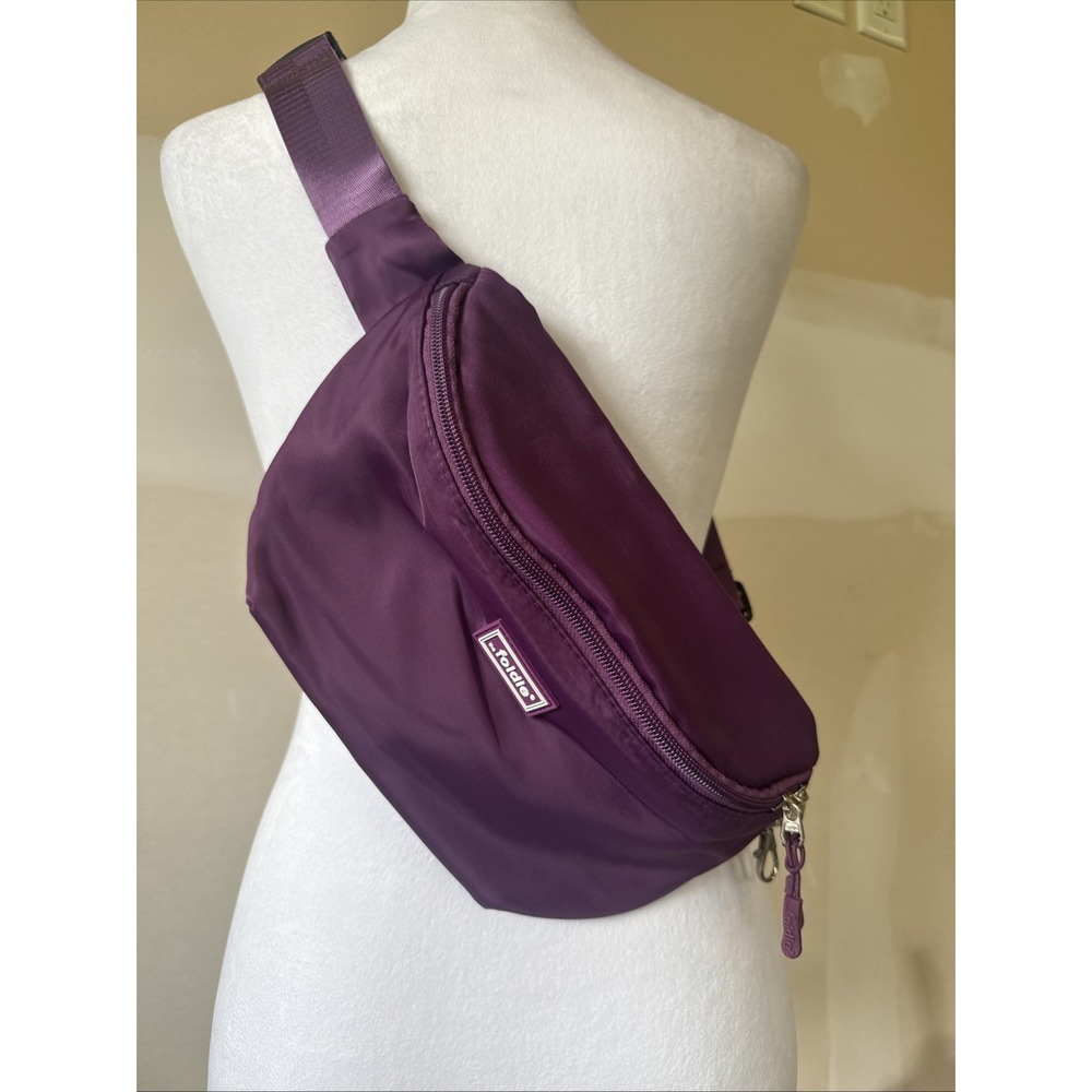 The Foldie Foldable RFID Protected Travel Fanny Pack Belt Bag Purple